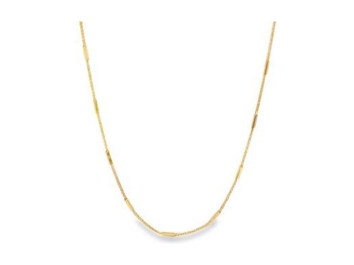18K Yellow Gold Beaded Singapore Chain Necklace – 18 Inches